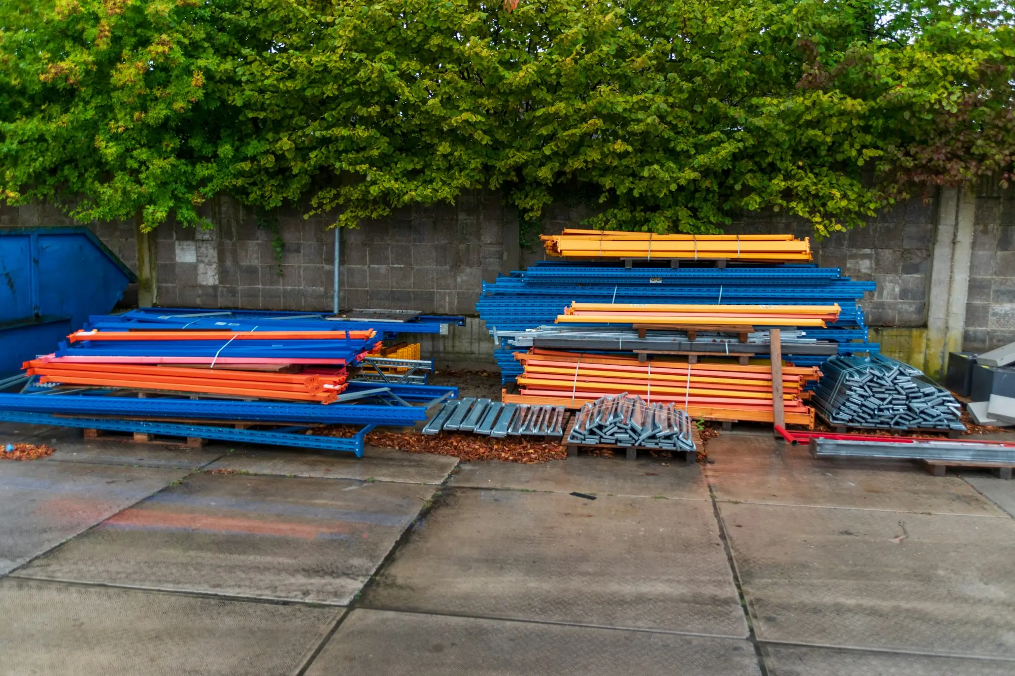 Materials stacked in an equipment yard